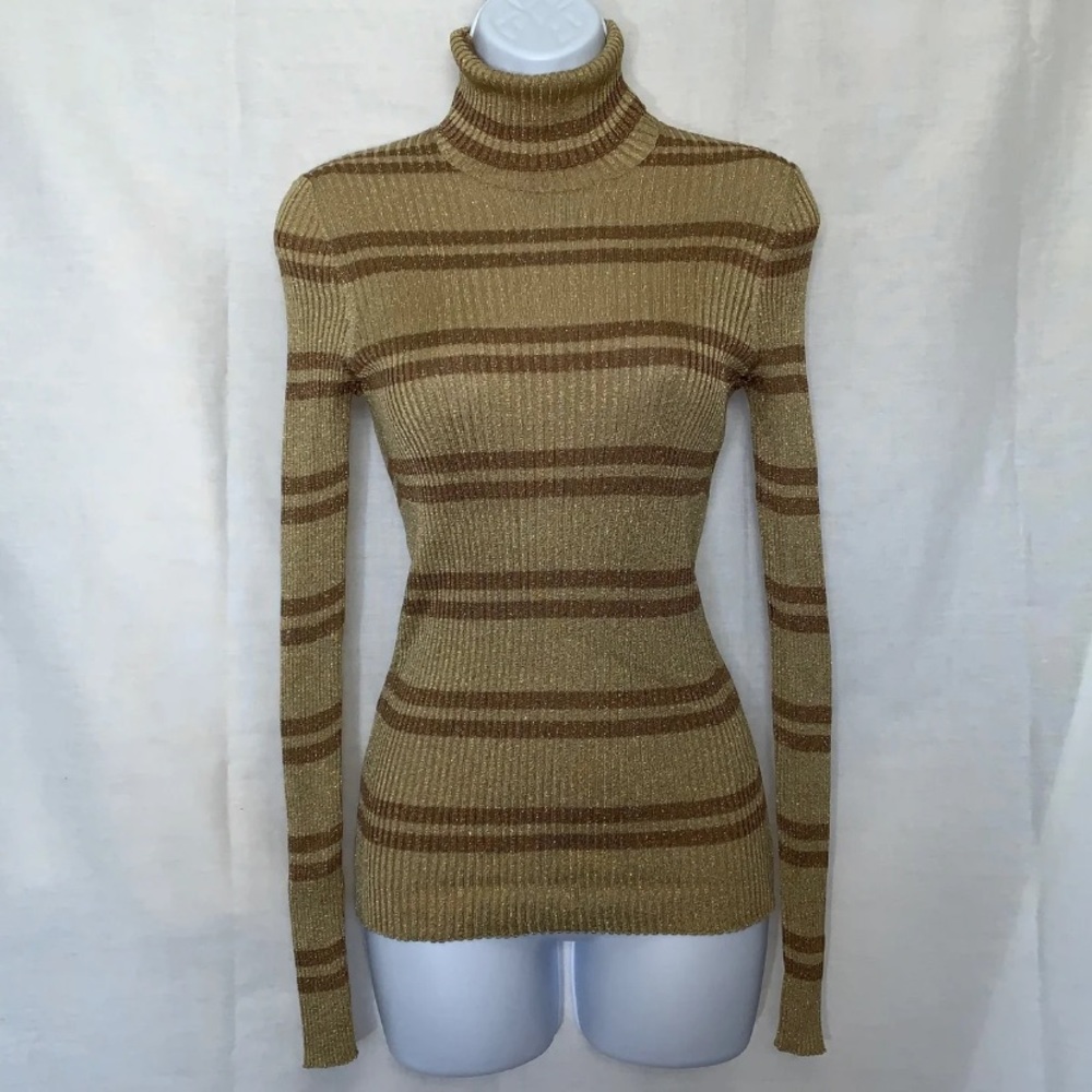 Gucci Golden And Brown sparkly Turtleneck Sweater
